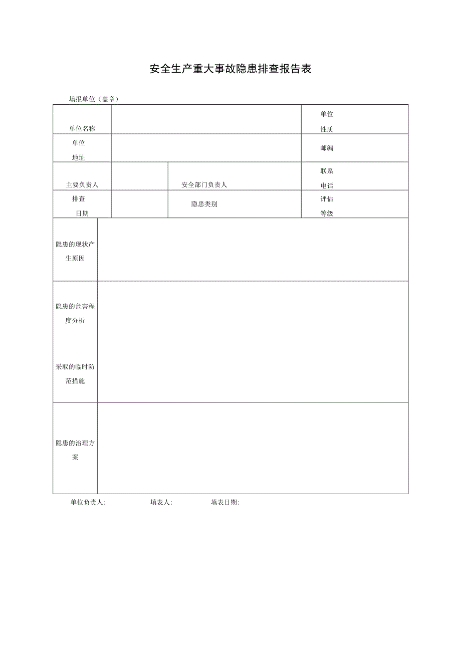 安全生产重大事故隐患排查报告表.docx_第1页