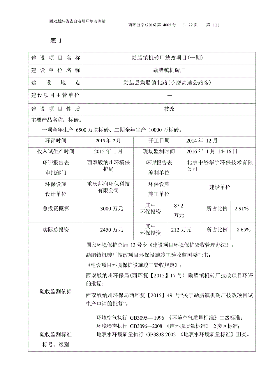 勐腊镇机砖厂技改项目（一期）竣工环境保护验收调查表.docx_第3页