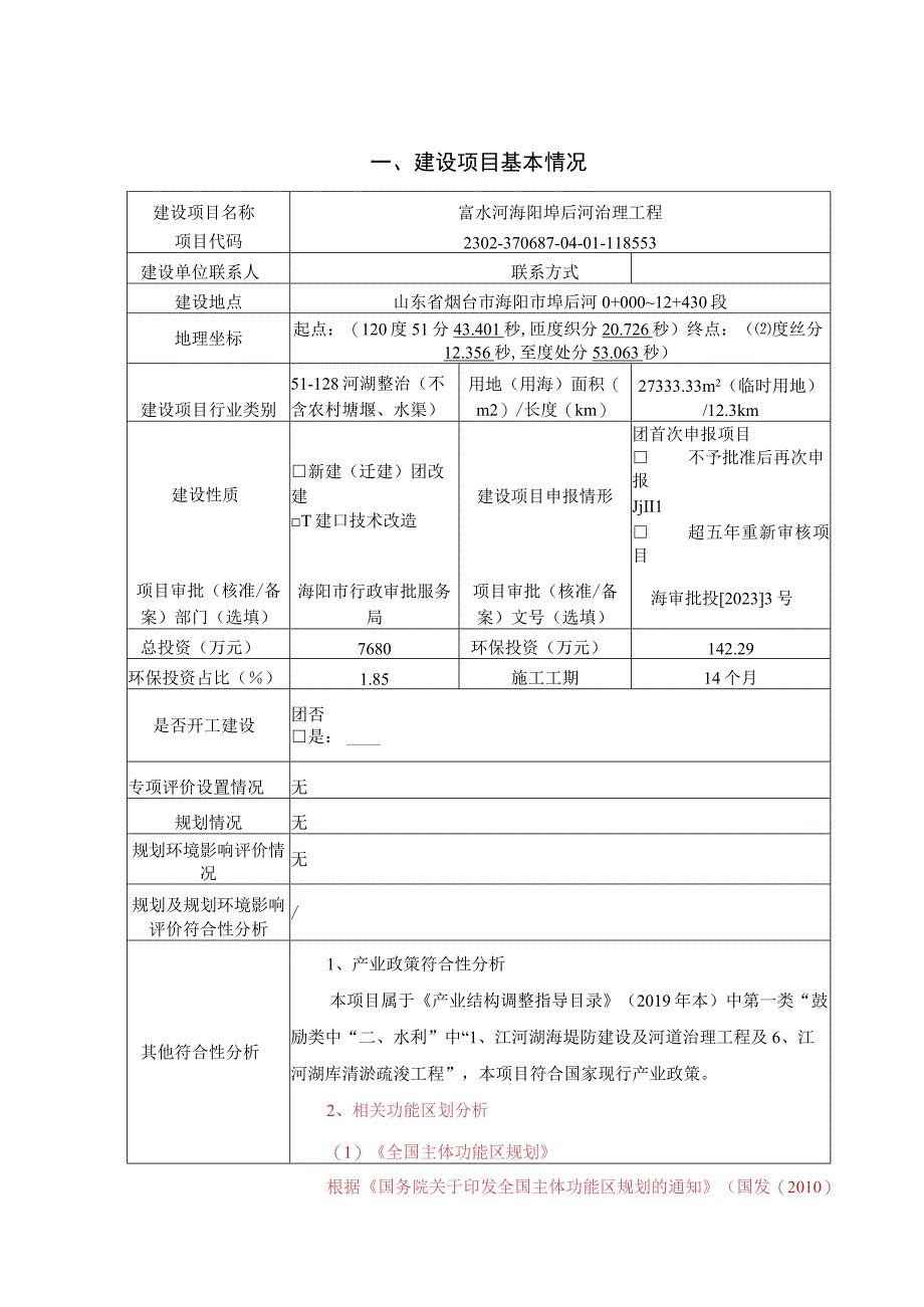 富水河海阳埠后河治理工程环评报告表.docx_第1页