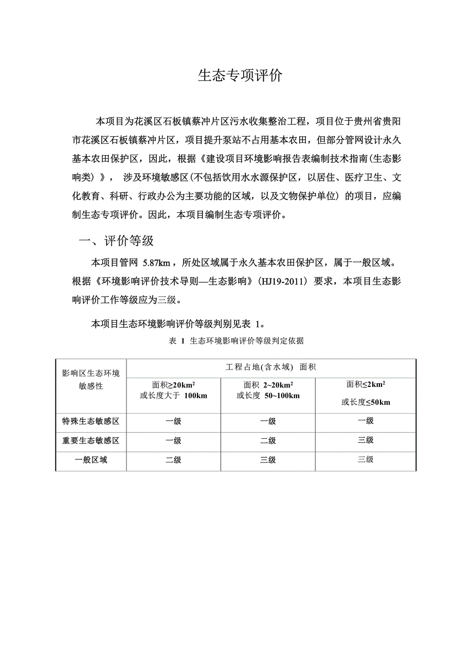 花溪区石板镇蔡冲片区污水收集整治工程生态专项评价.docx_第1页