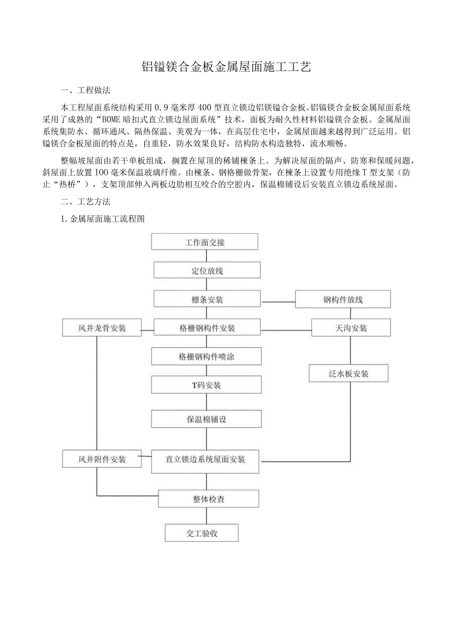 工法铝锰镁合金板金属屋面施工工艺.docx_第1页