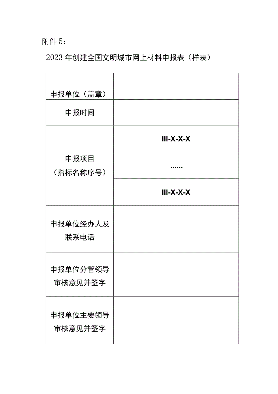 创建全国文明城市网上材料申报表样表.docx_第1页