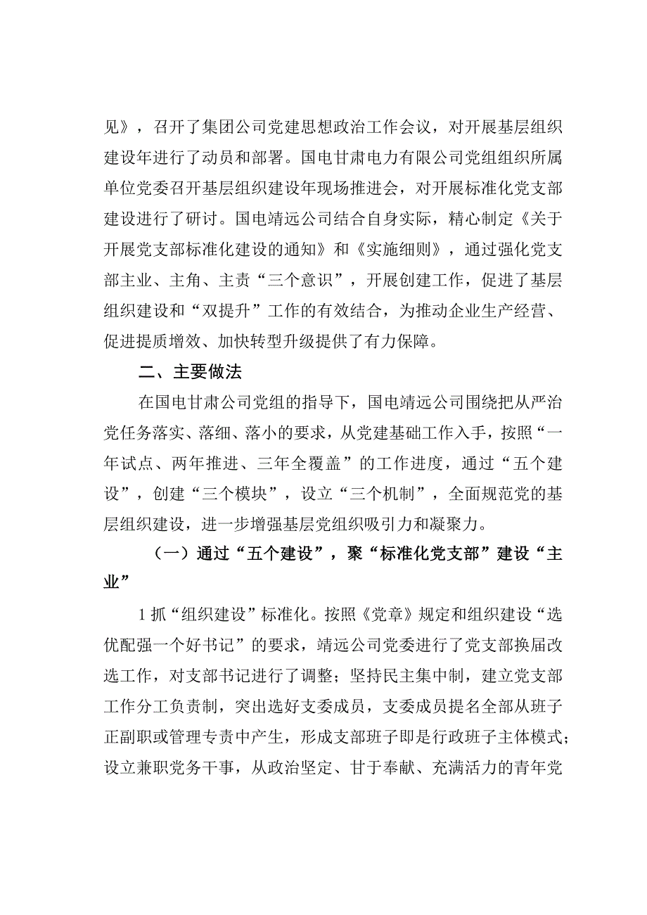 国电某某公司标准化+推进基层党组织建设经验交流材料.docx_第2页