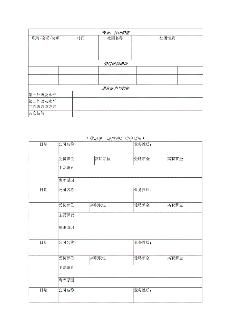 员工履历表模板.docx_第2页