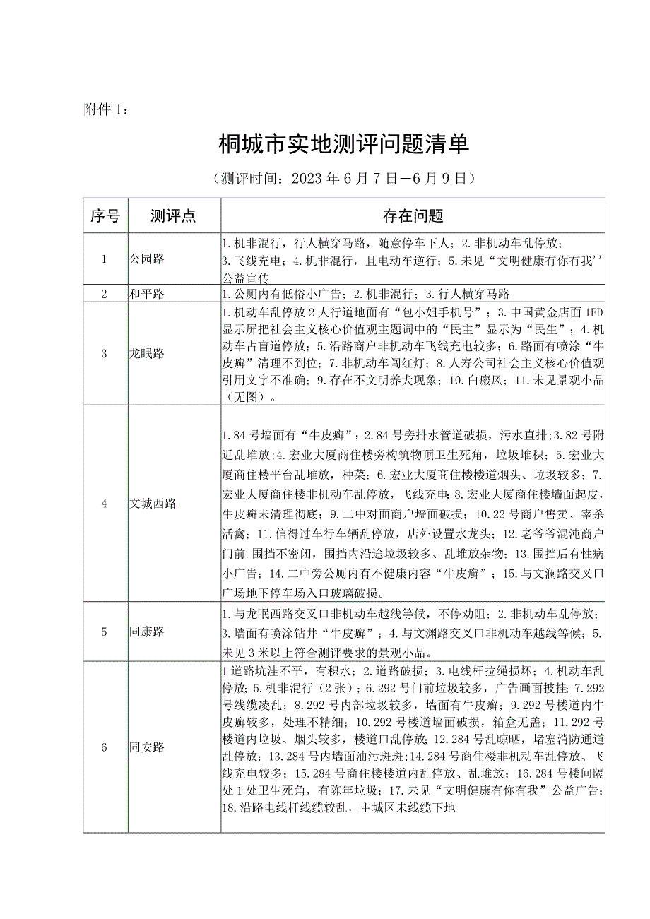 创城市实地测评问题清单模板.docx_第1页