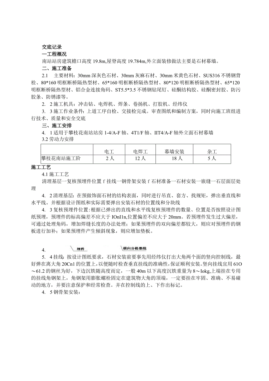 石材幕墙施工技术交底.docx_第1页