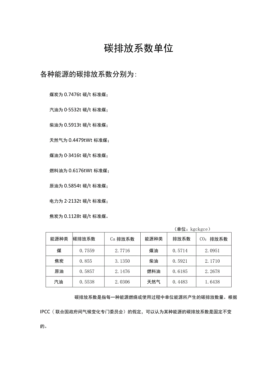 碳排放系数单位.docx_第1页