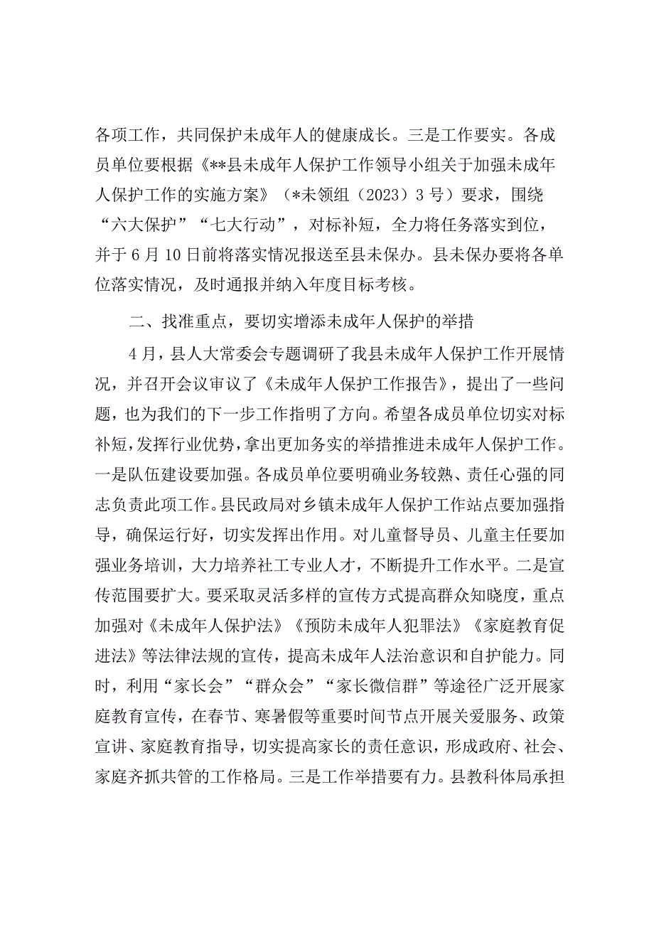 在2023年全县未成年人保护工作领导小组第二次全体会议上的讲话.docx_第2页