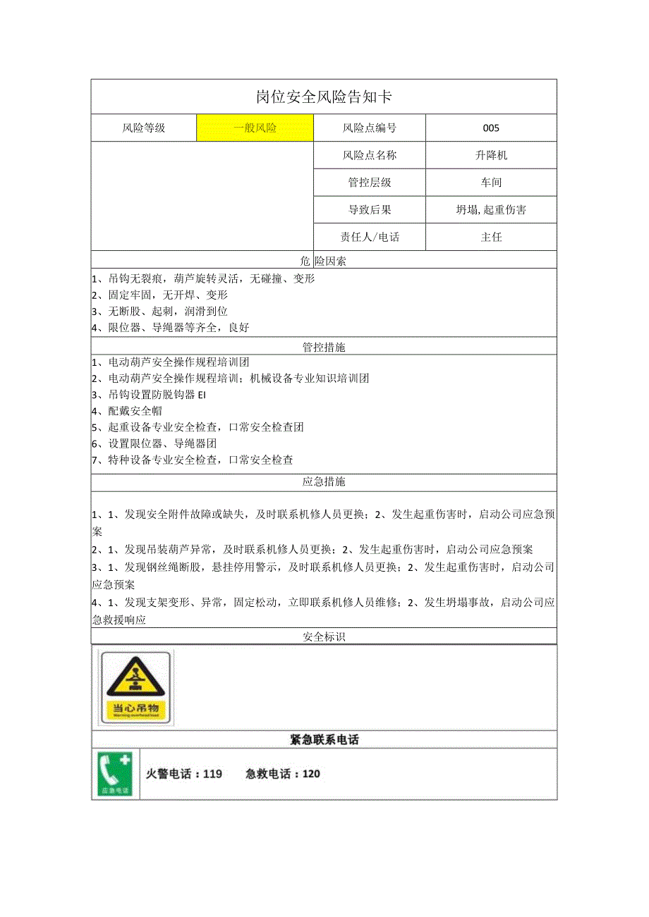 新材料科技有限公司升降机岗位风险告知卡.docx_第1页