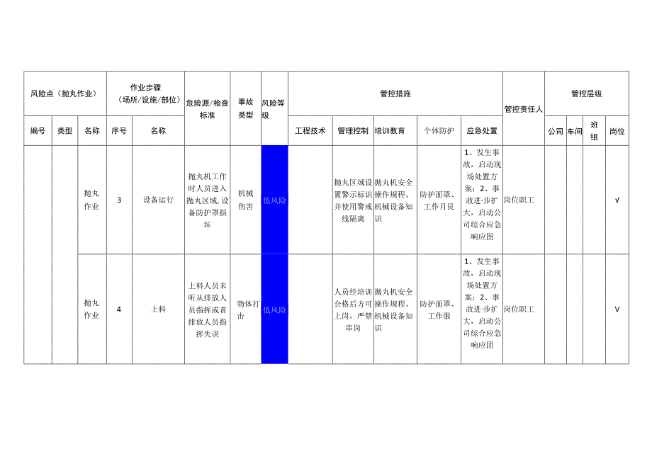 新材料科技有限公司抛丸作业安全风险分级管控清单.docx_第2页