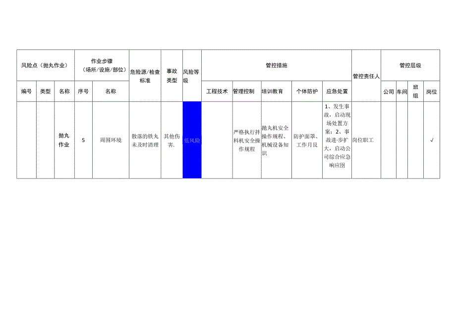 新材料科技有限公司抛丸作业安全风险分级管控清单.docx_第3页