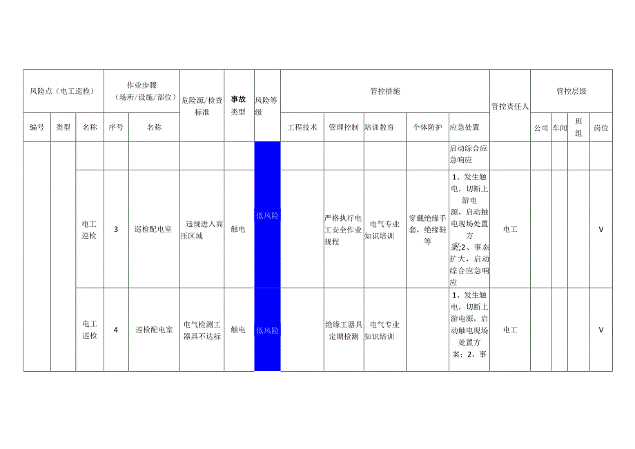 新材料科技有限公司电工巡检安全风险分级管控清单.docx_第2页