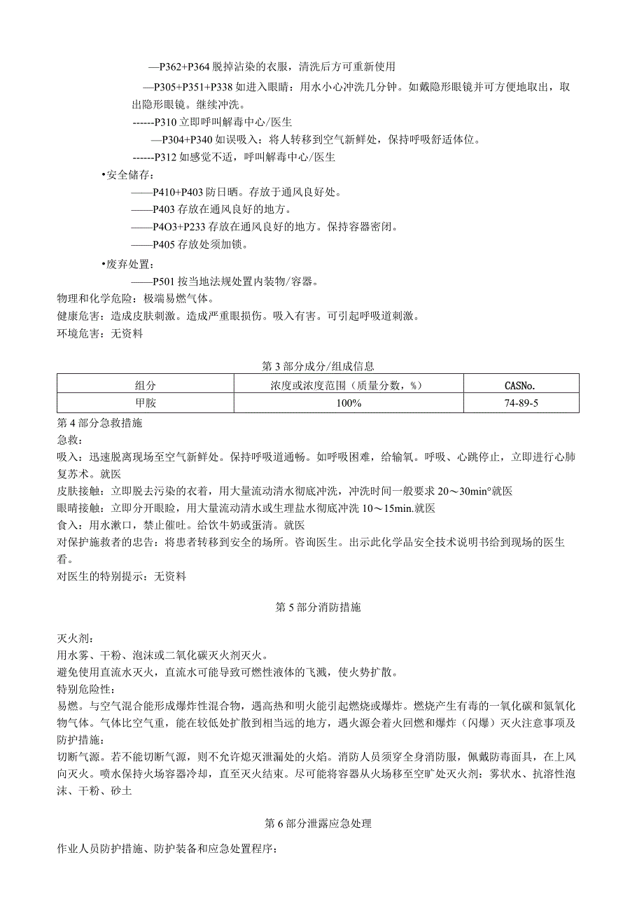 甲胺安全技术说明书MSDS.docx_第2页