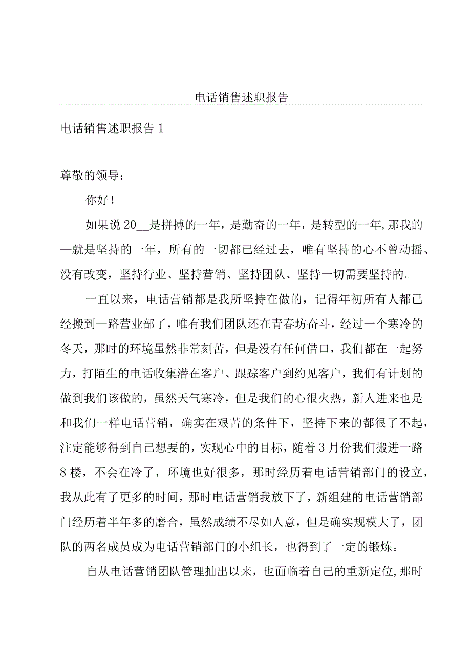 电话销售述职报告.docx_第1页