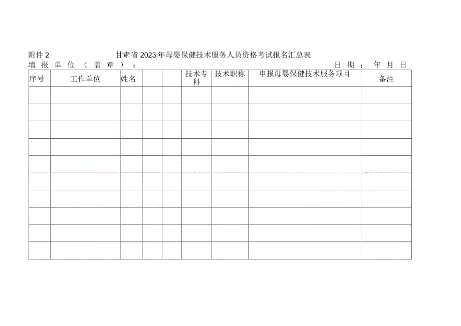 甘肃省2023年母婴保健技术服务人员资格考核报名申请表.docx_第2页