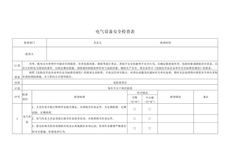 电气设备安全检查表.docx_第1页