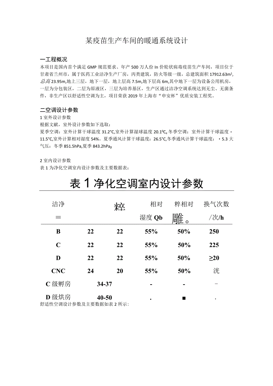 某疫苗生产车间的暖通系统设计.docx_第1页