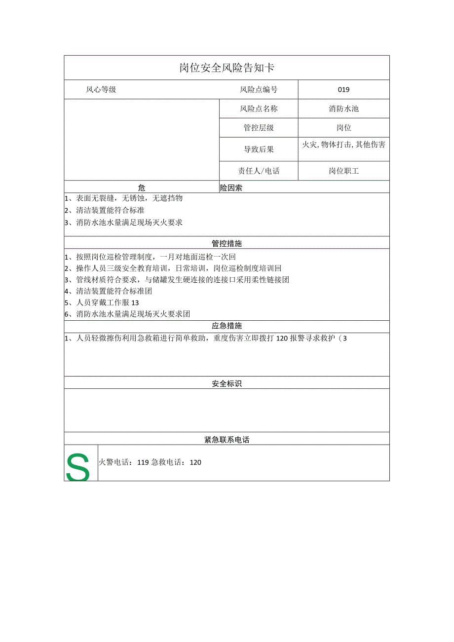 新材料科技有限公司消防水池岗位风险告知卡.docx_第1页