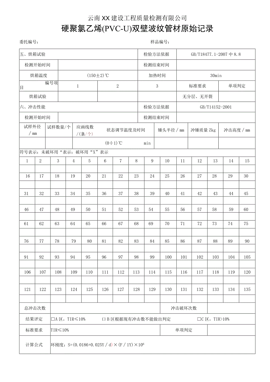 硬聚氯乙烯PVCU双壁波纹管材原始记录 GBT 1847712007.docx_第2页