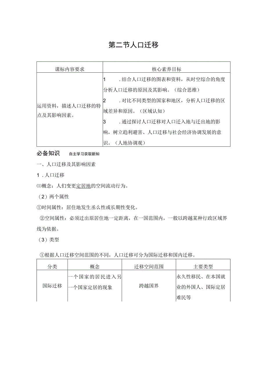 20232023学年新湘教版必修二 12人口迁移 学案.docx_第1页