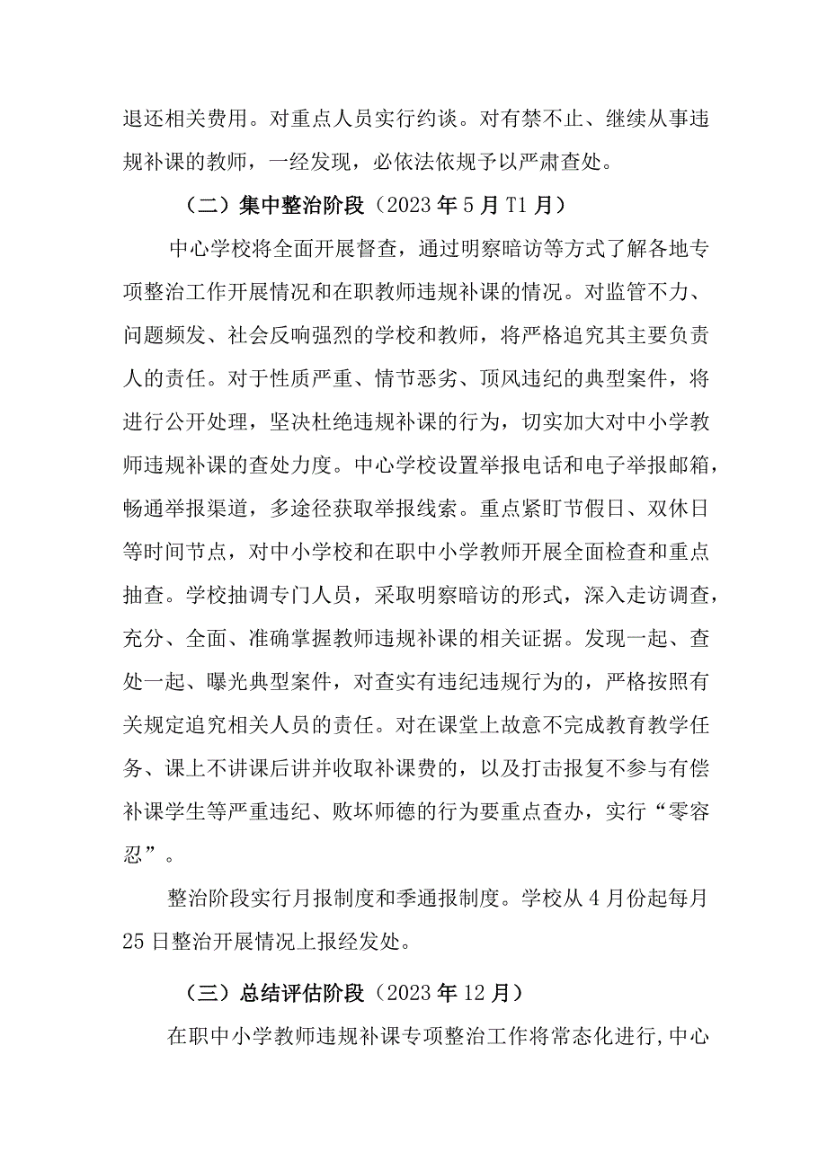 XX中心学校在职中小学教师违规补课专项整治工作方案.docx_第3页