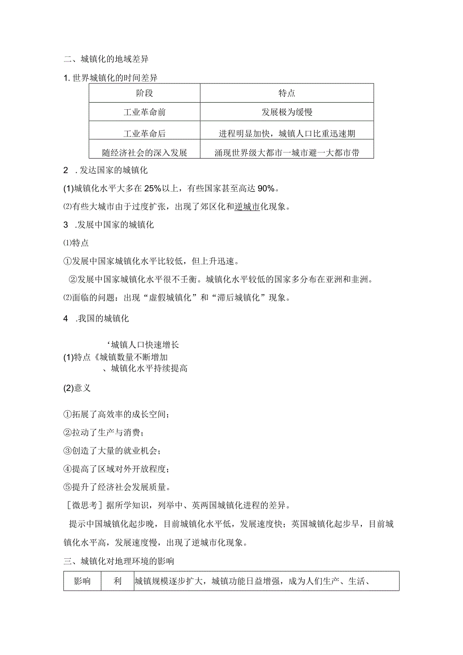 20232023学年新湘教版必修二 23城镇化进程及其影响 学案.docx_第2页