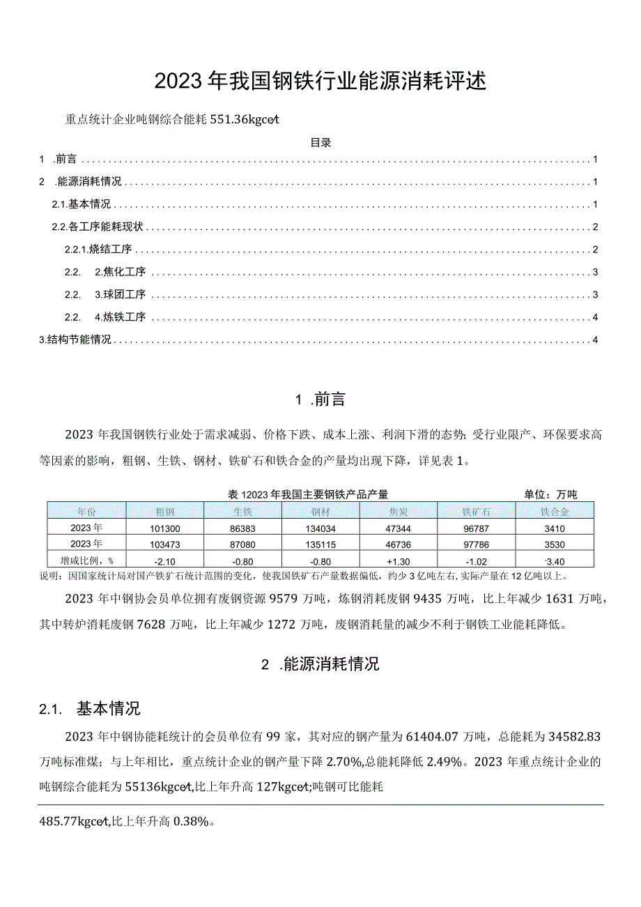 2023年我国钢铁行业能源消耗评述.docx_第1页