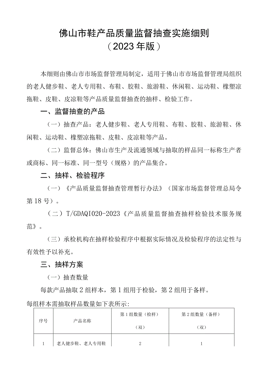 34佛山市鞋产品质量监督抽查实施细则2023版.docx_第1页