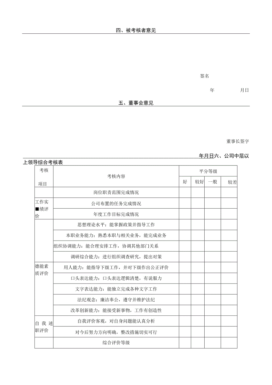 中层领导年度工作考核表和主管人员服务成绩考核表.docx_第2页