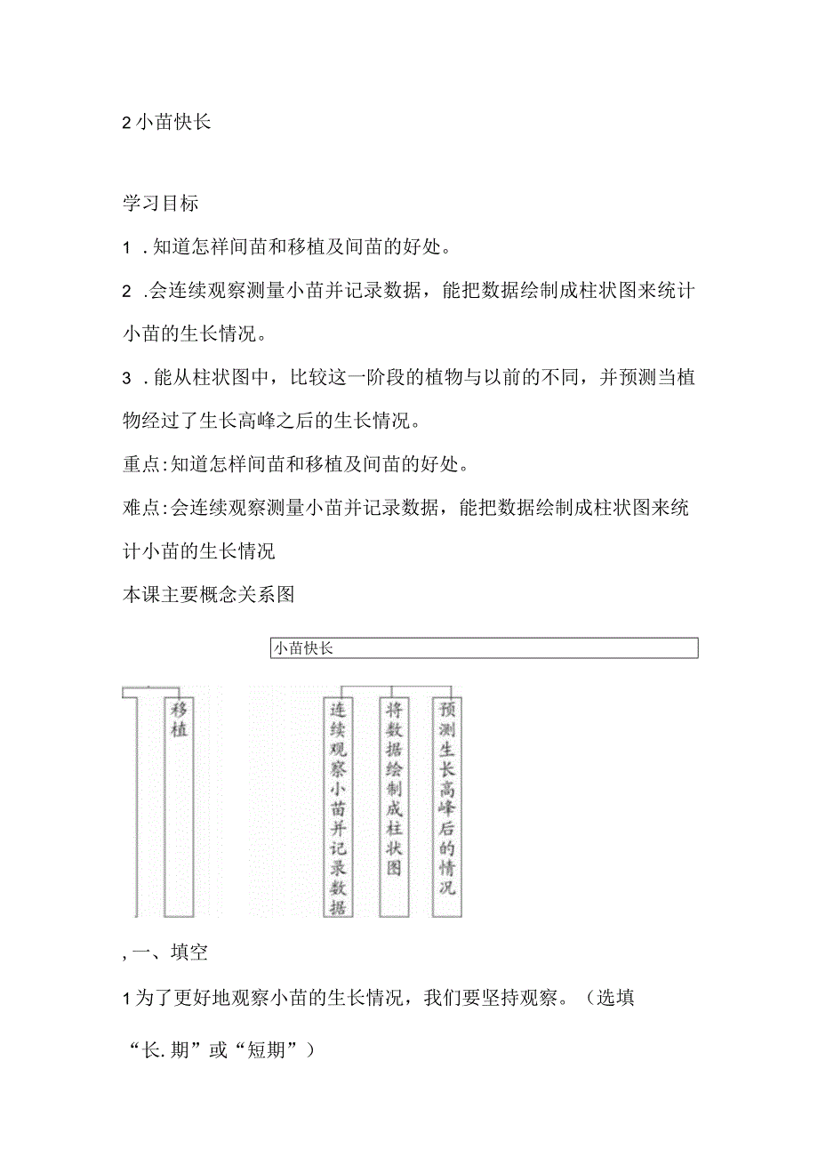 三年级下册科学导学精炼52 小苗快长 湘科版含答案.docx_第1页