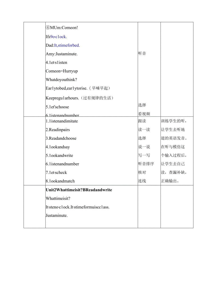 人教PEP四年级下册Unit2 What time is it B read and write教案.docx_第2页