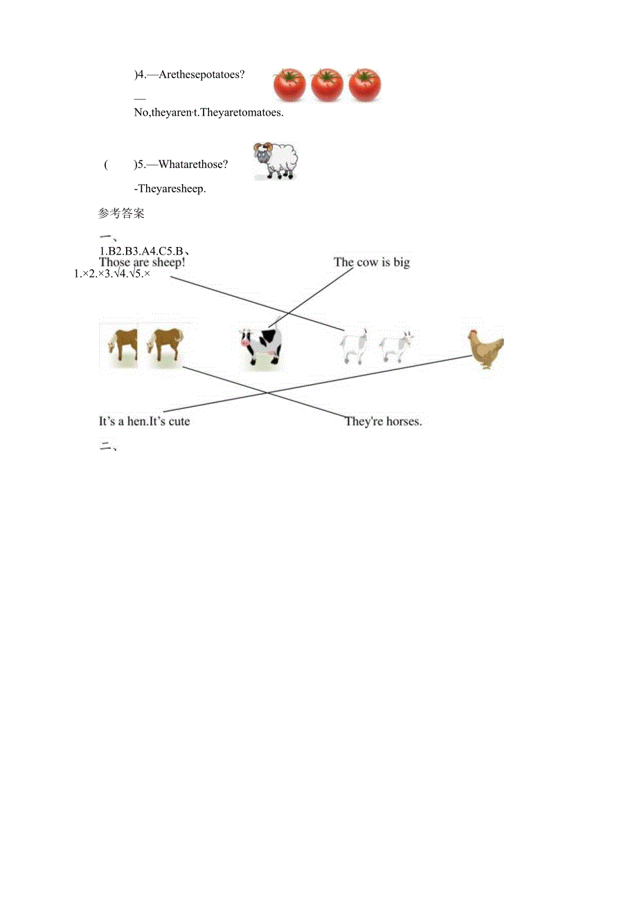 人教PEP四年级下册Unit4 At the farm B let's talk同步练习.docx_第2页