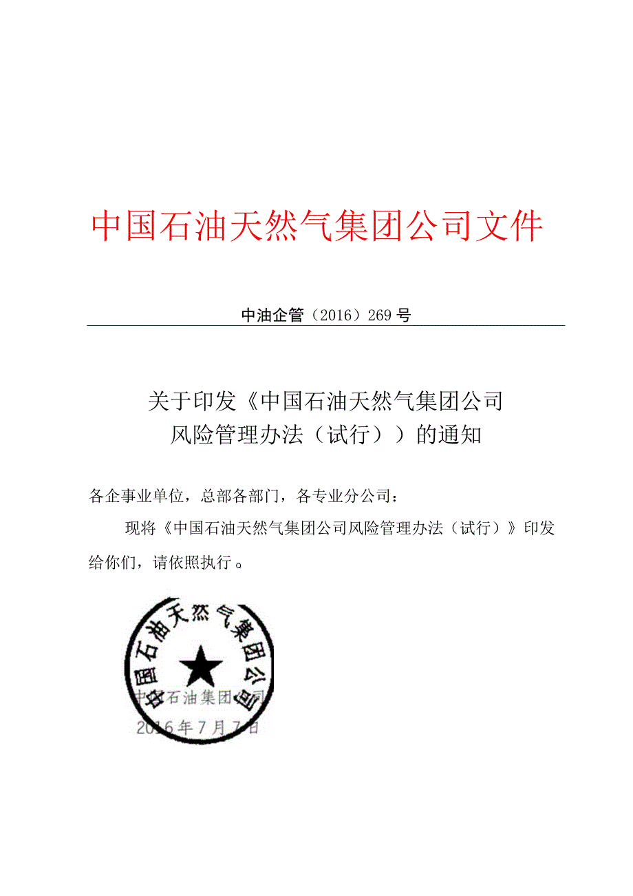 中国石油天然气集团公司风险管理办法试行.docx_第1页