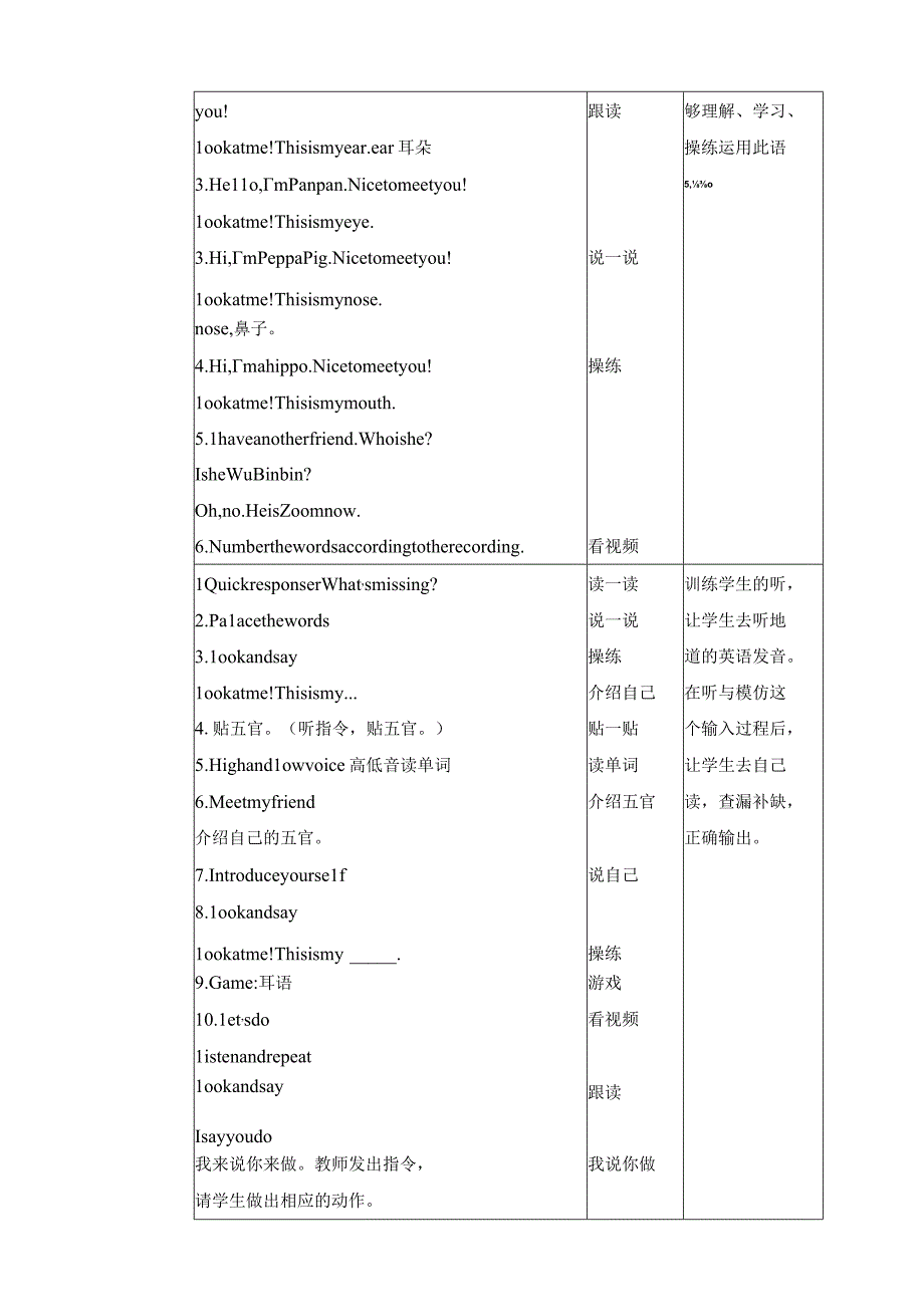 人教PEP三年级上册Unit3 Look at me A let's learn教案.docx_第2页