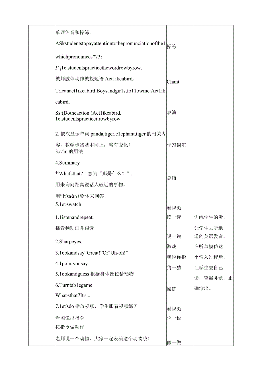 人教PEP三年级上册Unit4 We love animals B let's learn教案.docx_第2页