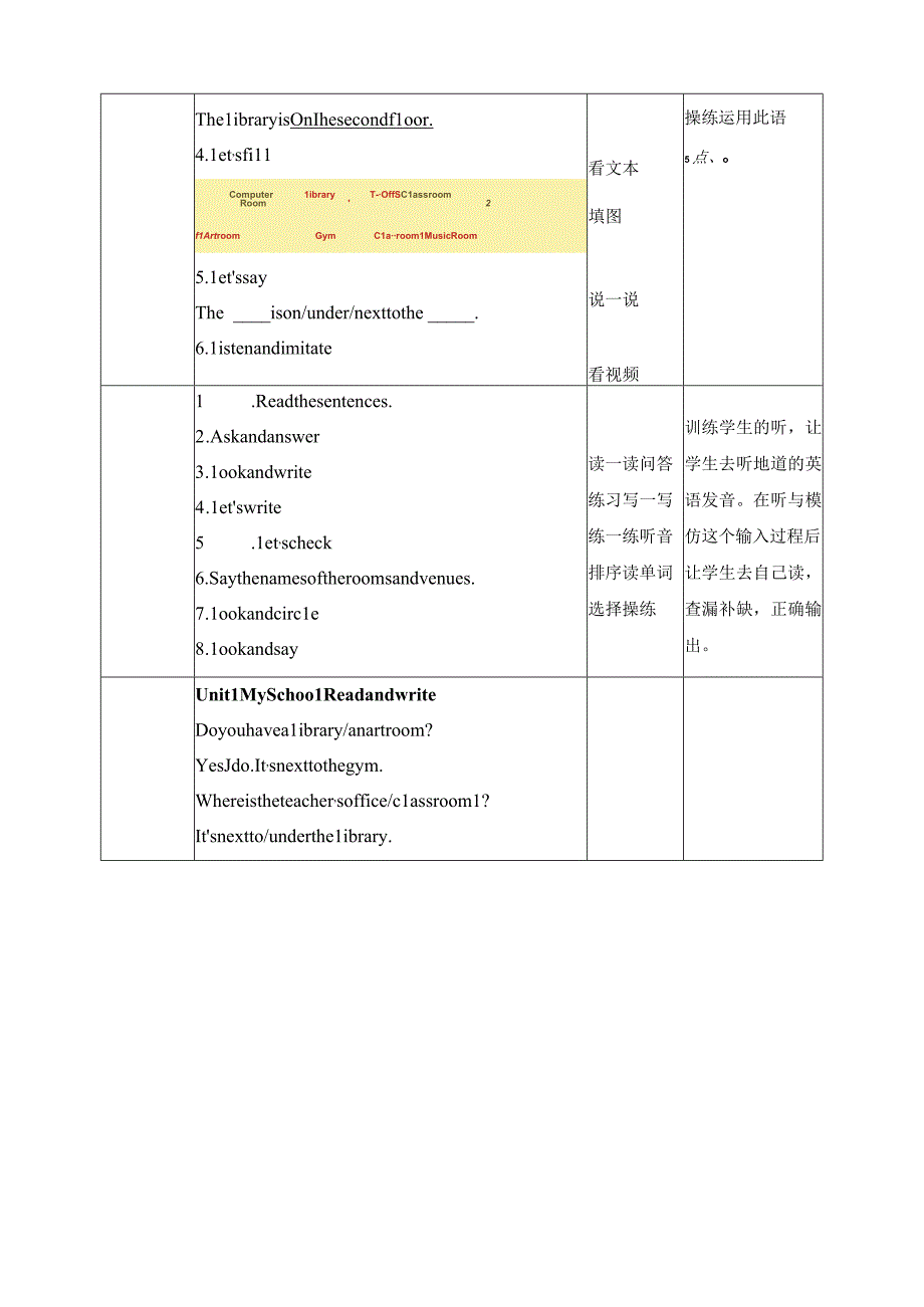 人教PEP四年级下册Unit1 My school B read and write教案.docx_第2页