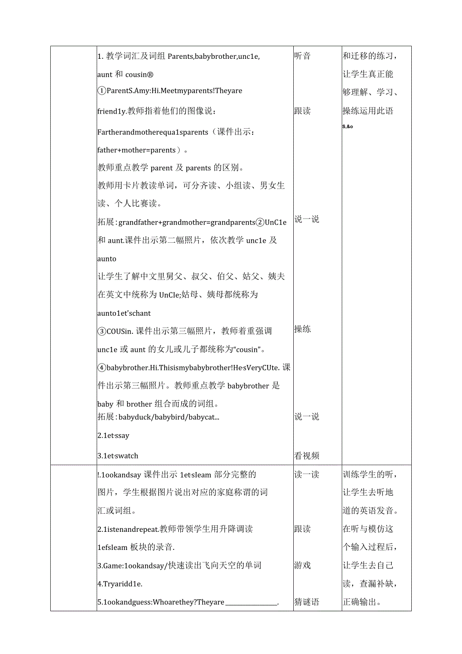 人教PEP四年级上册Unit6 Meet my family A let's learn教案.docx_第2页