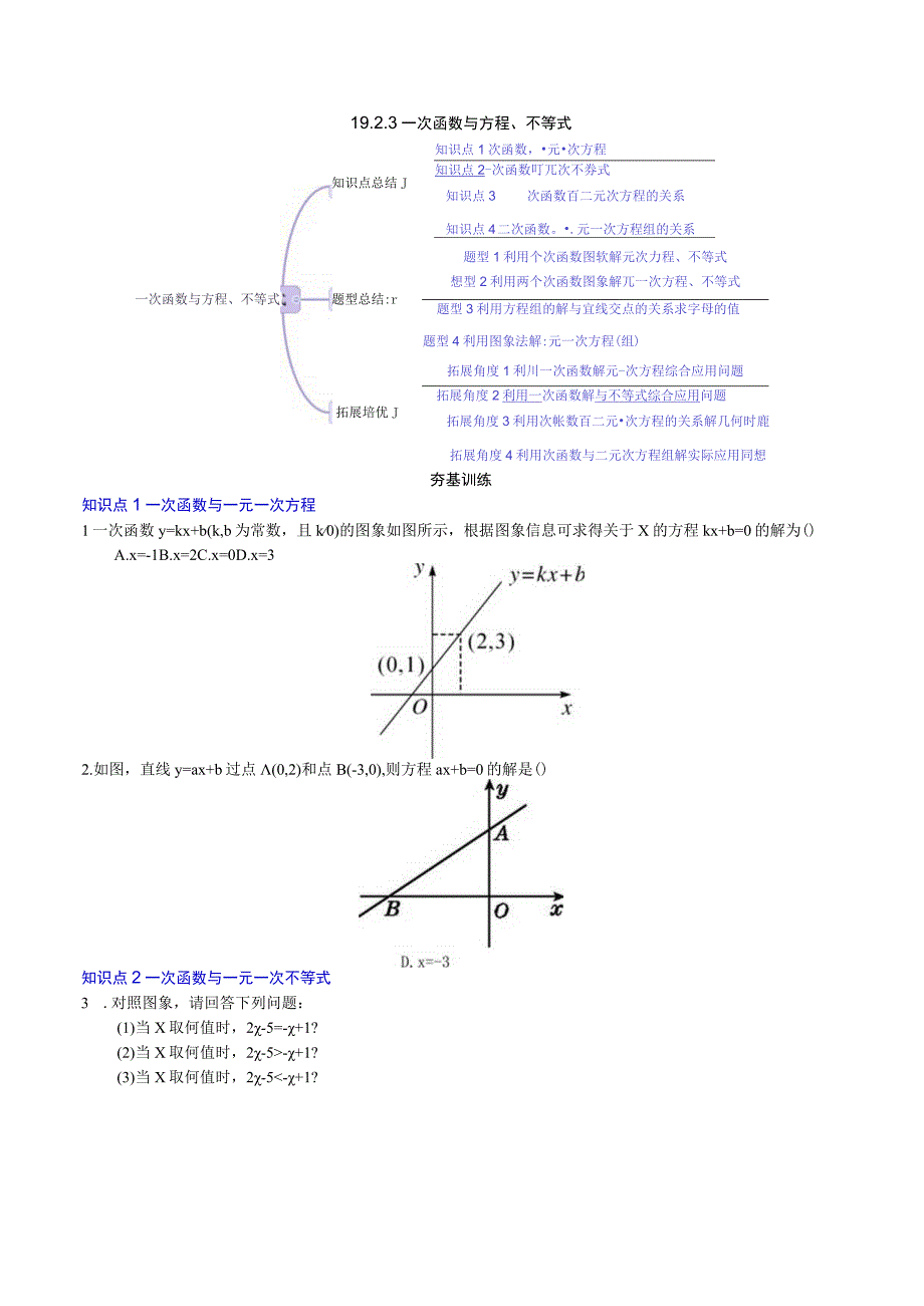 一次函数与方程不等式分层作业——原卷版.docx_第1页