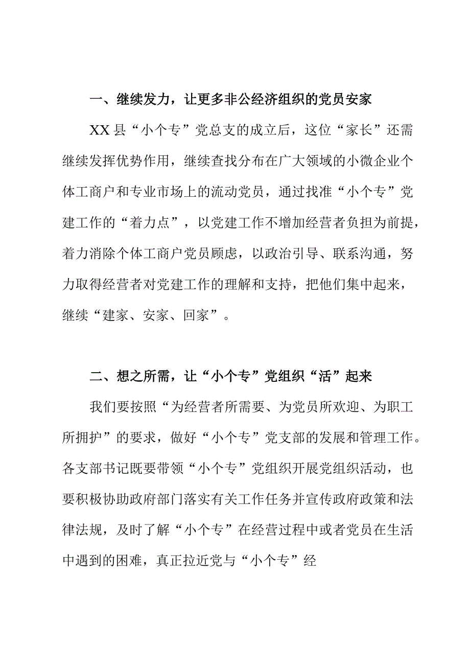 上级党组织在XX县小个专党总支成立暨选举党员大会上的讲话稿怎么写.docx_第2页