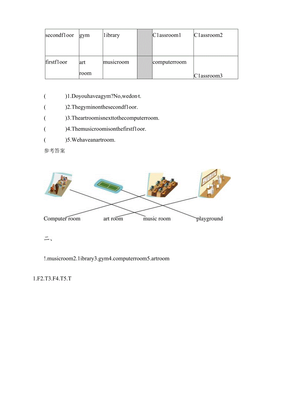 人教PEP四年级下册Unit1 My school B let's learn同步练习.docx_第2页