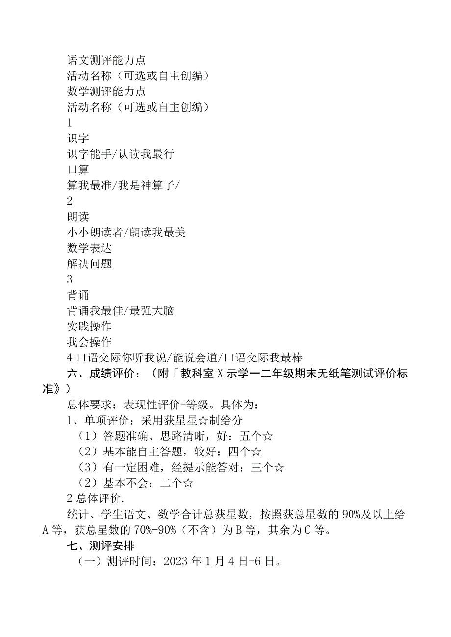 双减背景下一二年级非纸笔测试方案表5篇供参考.docx_第3页