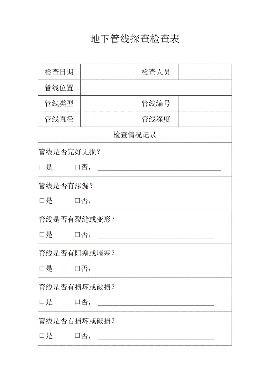 地下管线探查检查表.docx_第1页