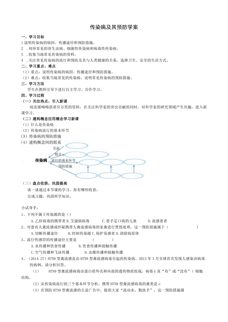 学案传染病及其预防.docx_第1页