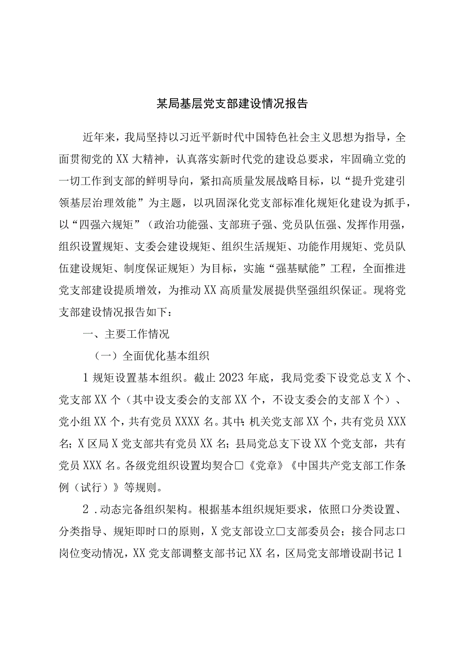 局基层党支部建设情况报告.docx_第1页