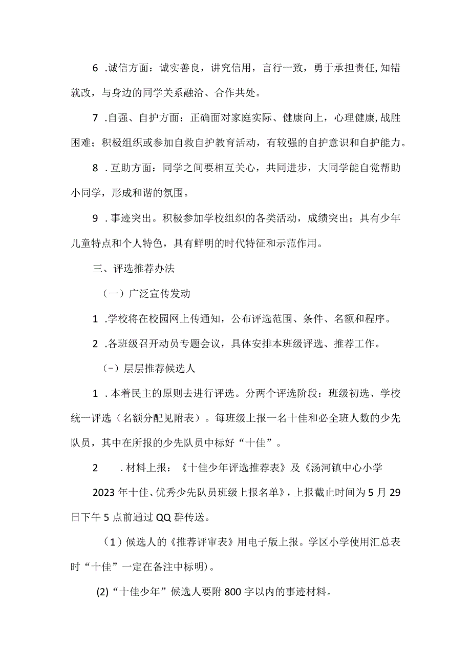 小学关于评选表彰十佳少年优秀少先队员的通知.docx_第2页