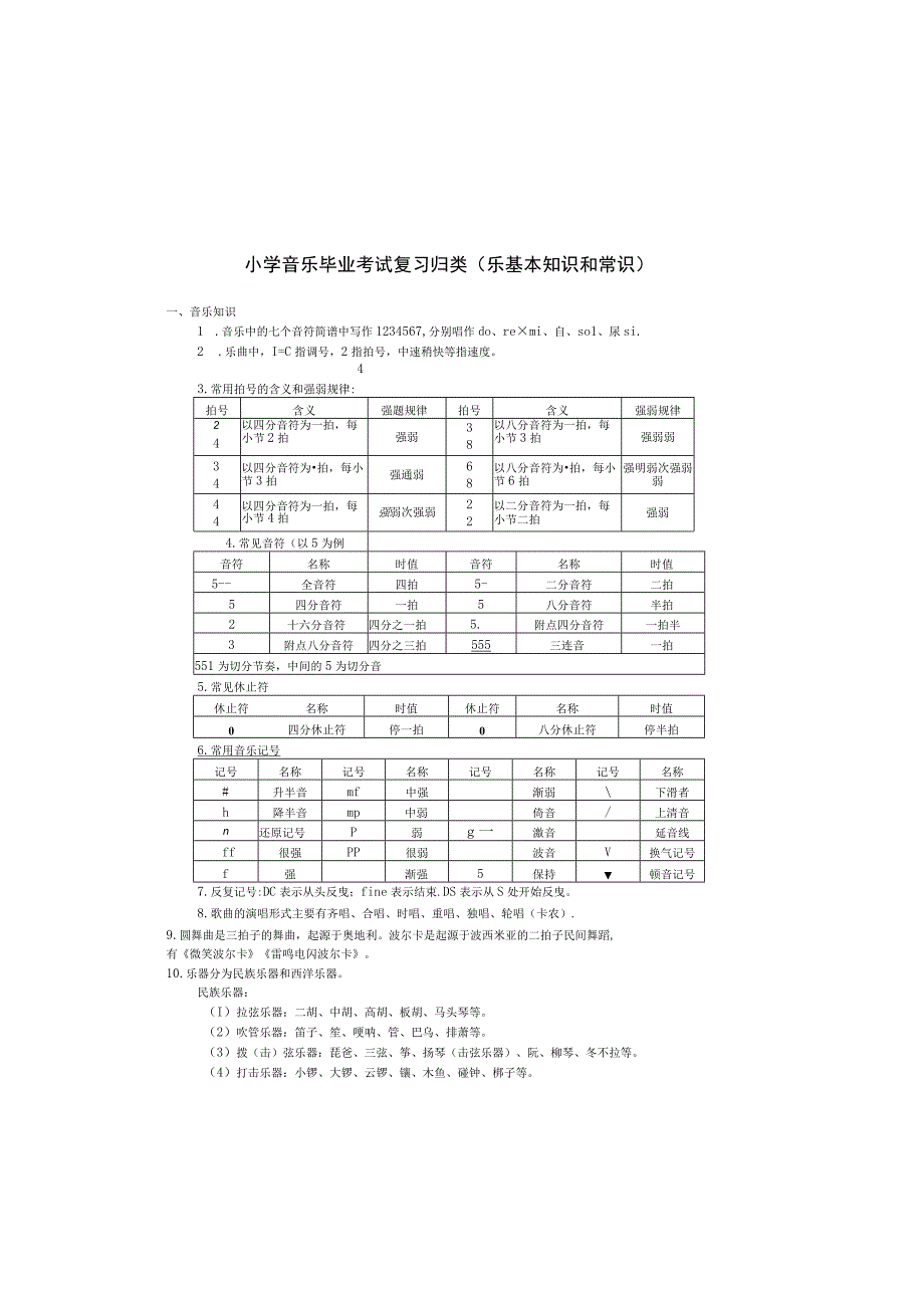 小学音乐毕业考试复习归类乐基本知识和常识湘教版.docx_第2页