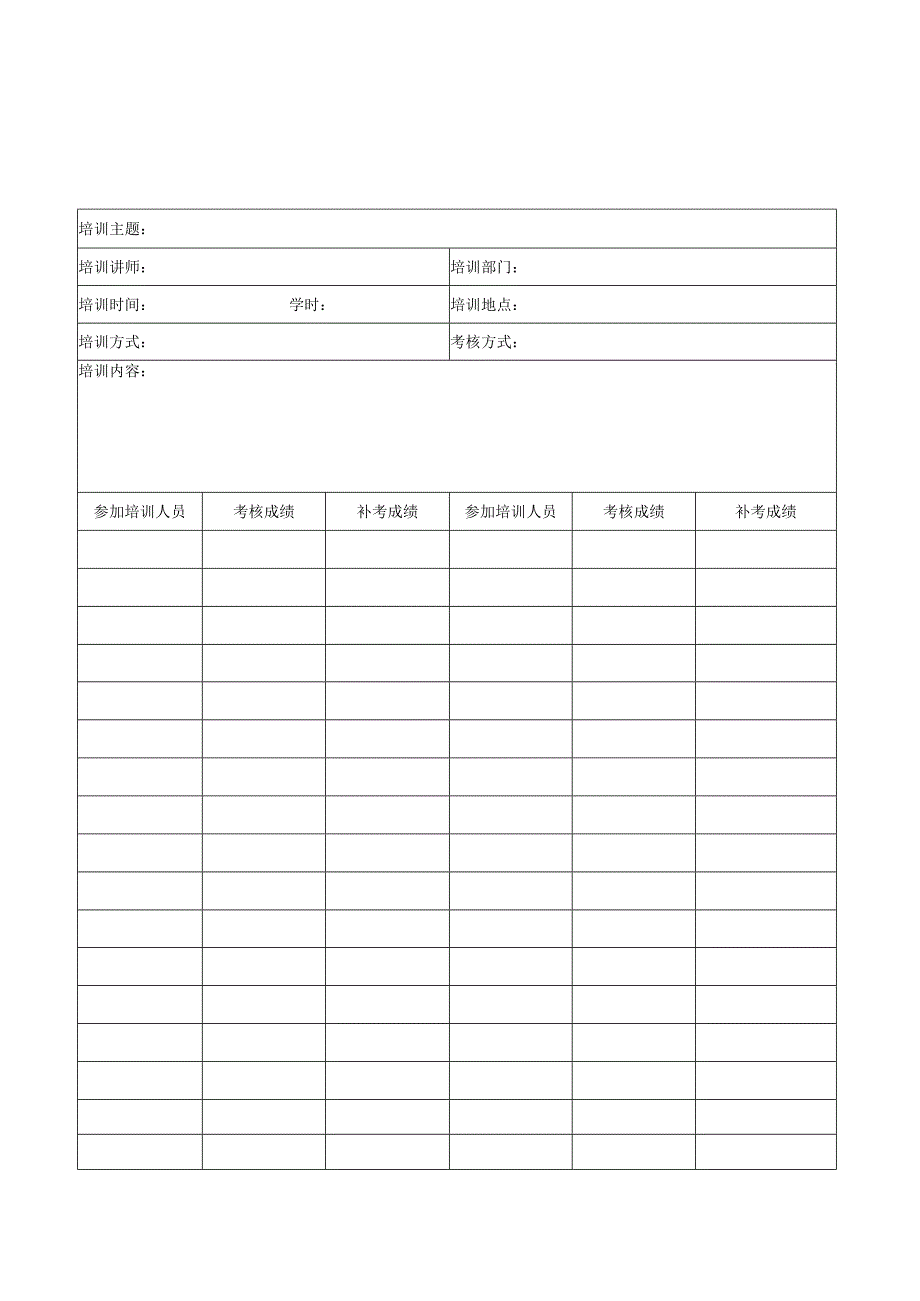 安全培训记录表 模板.docx_第1页