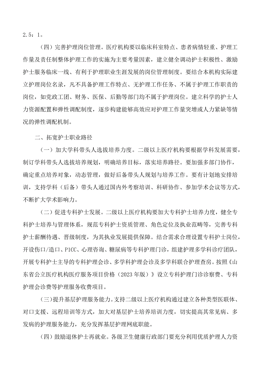 山东省卫生健康委员会关于进一步加强护士队伍建设推动护理事业高质量发展的通知.docx_第2页