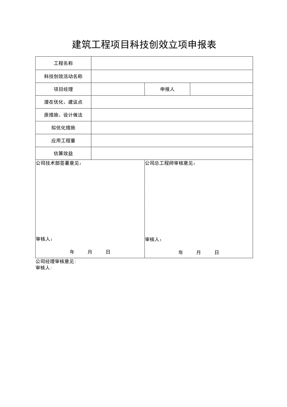 建筑工程项目科技创效立项申报表.docx_第1页