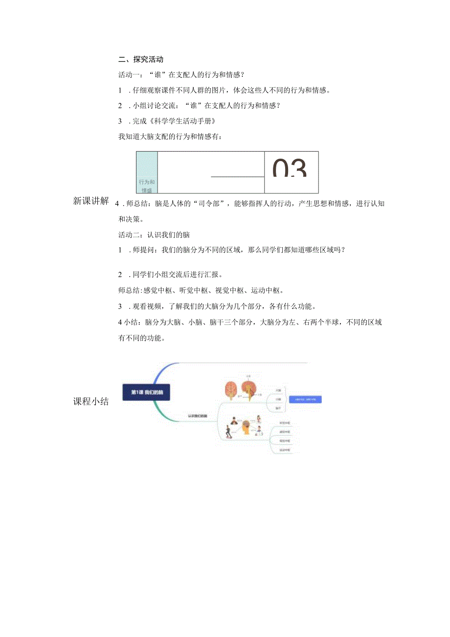 科学青岛版五年级下册2023年新编1 我们的脑 教案.docx_第2页